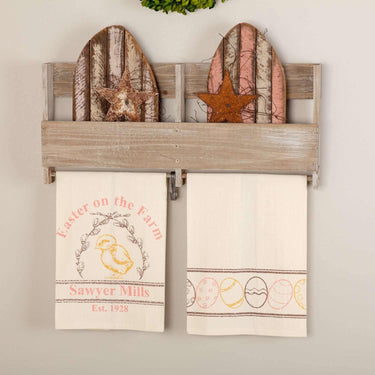 Sawyer Mill Easter on the Farm Chick Unbleached Natural Muslin Tea Towel Set of 2 19x28 VHC Brands - The Fox Decor